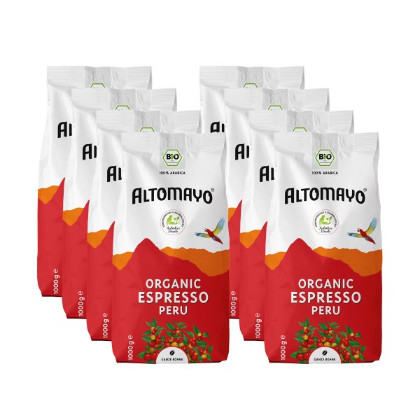 Bio Organic Espresso, Bohnen, 8 x 1000 g Beutel