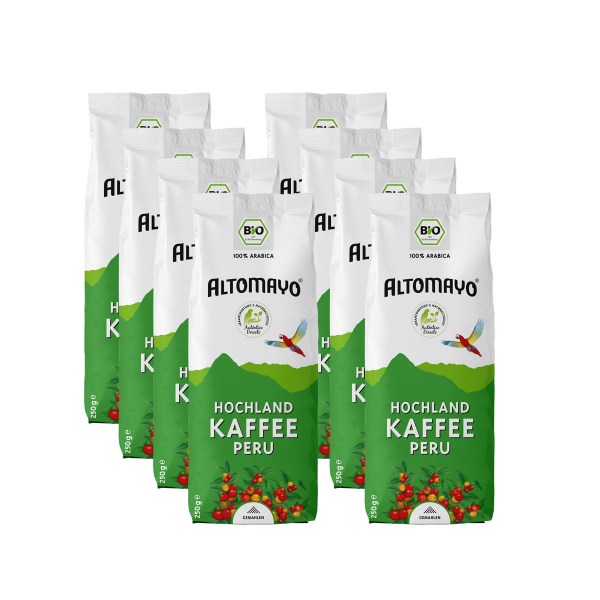 Bio Hochland Kaffee, gemahlen, 8 x 250 g Beutel